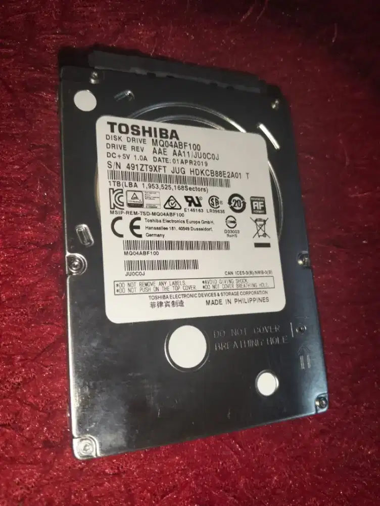 HARDISK  SATA3  2,5 LAPTOP/PS TOSHIBA SLIM 1000GB/1TB GOOD CONDITION