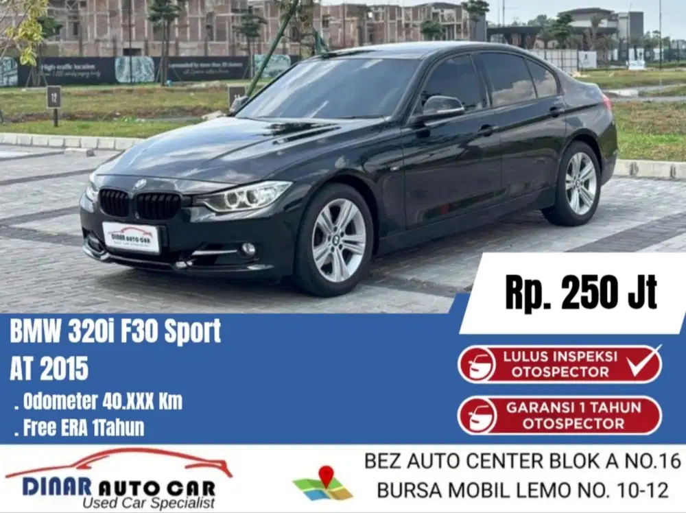(45Jt) BMW 320i F30 Sport N20 2015 Km 43Rb Garansi 1Th *Dinar Auto*