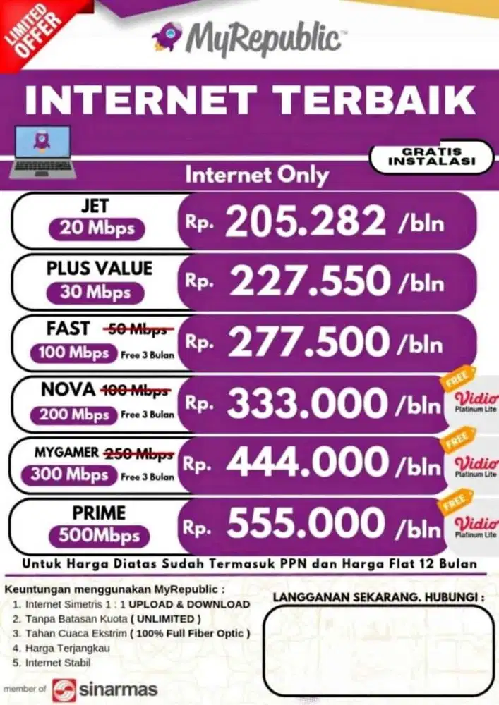 Pasang wifi myrepublic unlimited Tanpa FUP
