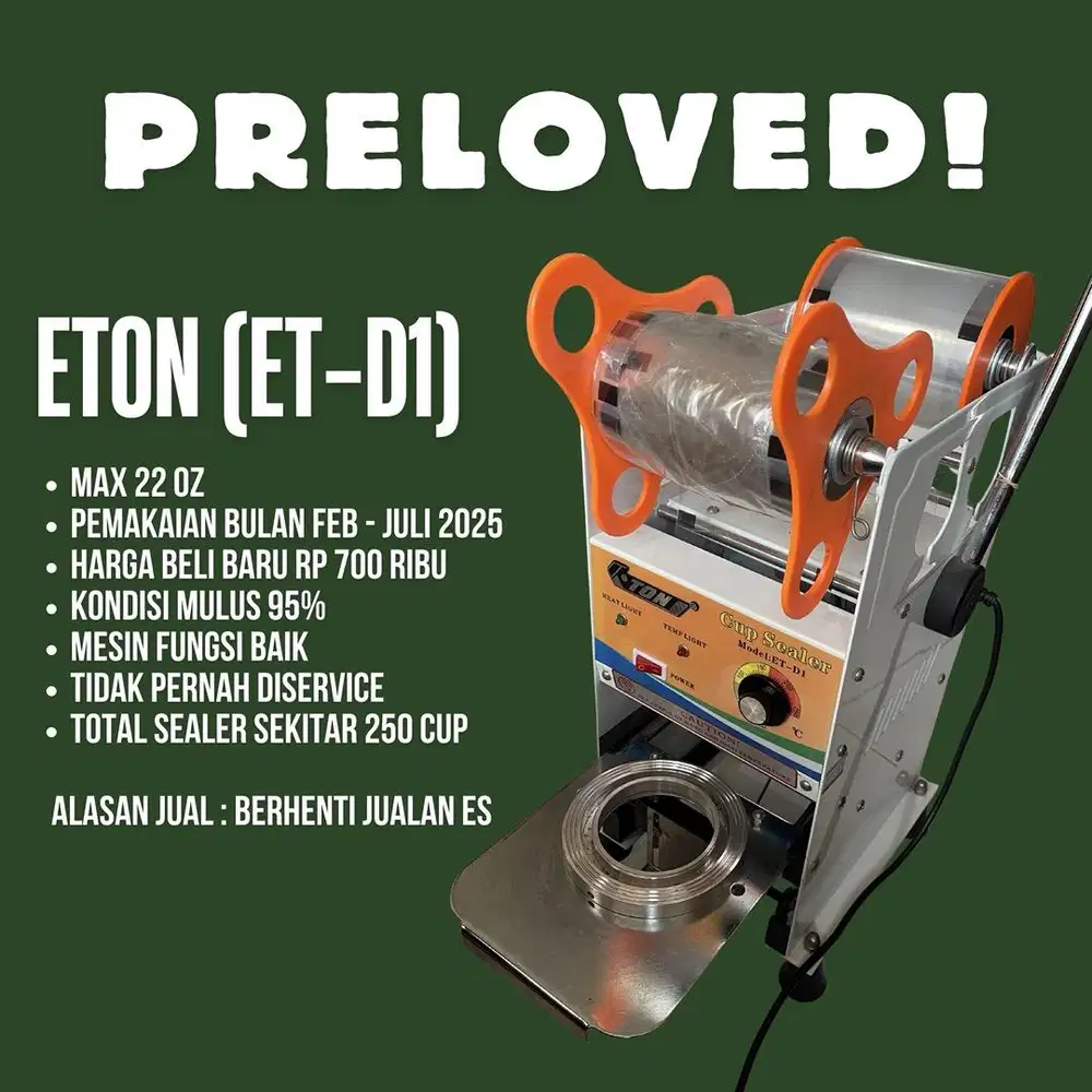 PRELOVED CUP SEALER ETON ET-D1
