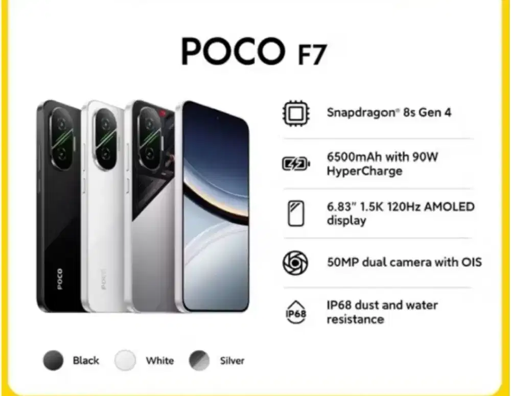 Poco F7 5G 12/512GB White Baru Segel Garansi Resmi