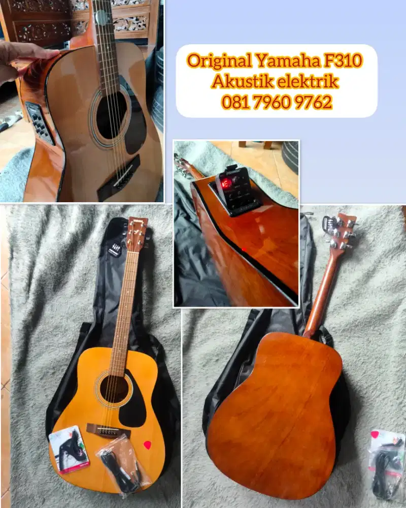 Gitar original Yamaha akustik elektrik f310 istimewa siap pakai