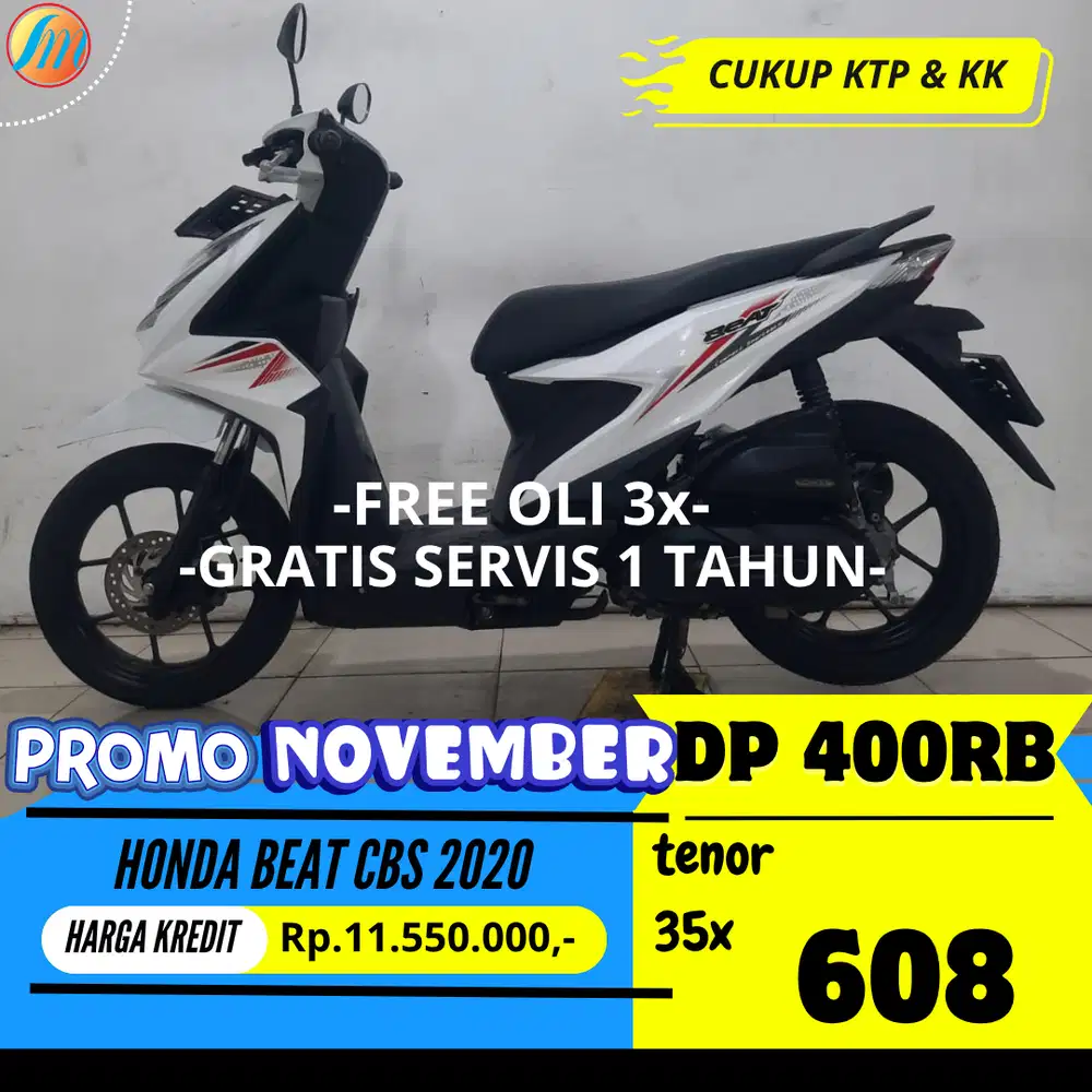 HONDA BEAT CBS 2020 DP PROMO 400RIBU ANGSURAN SANGAT RINGAN EBRGARANSI