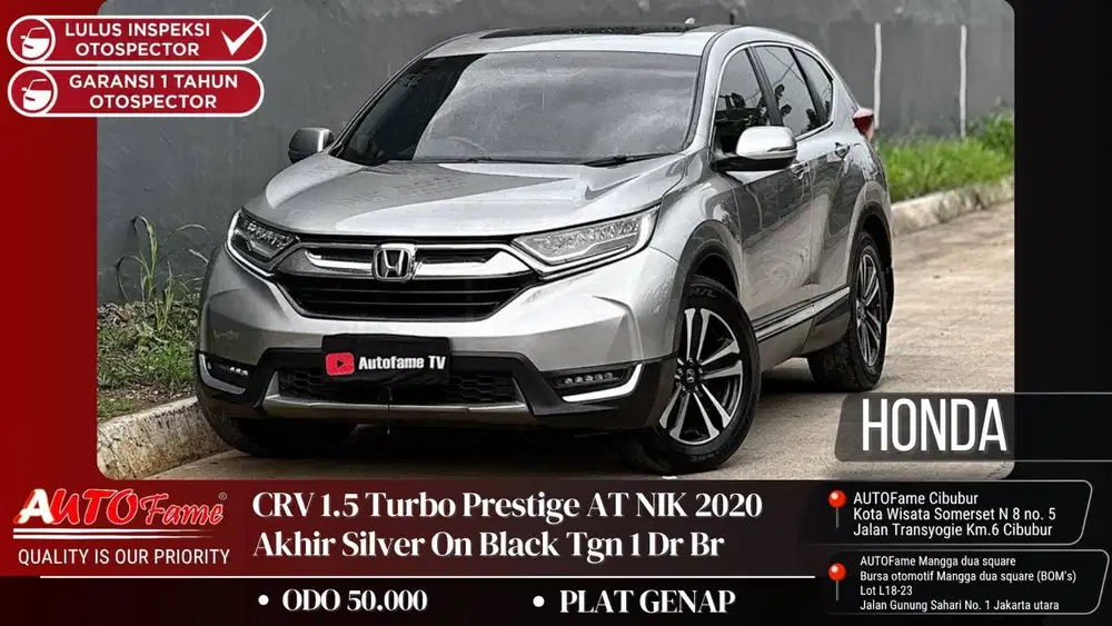 Honda New CRV 1.5 Turbo Prestige AT NIK 2020 Silver On Black