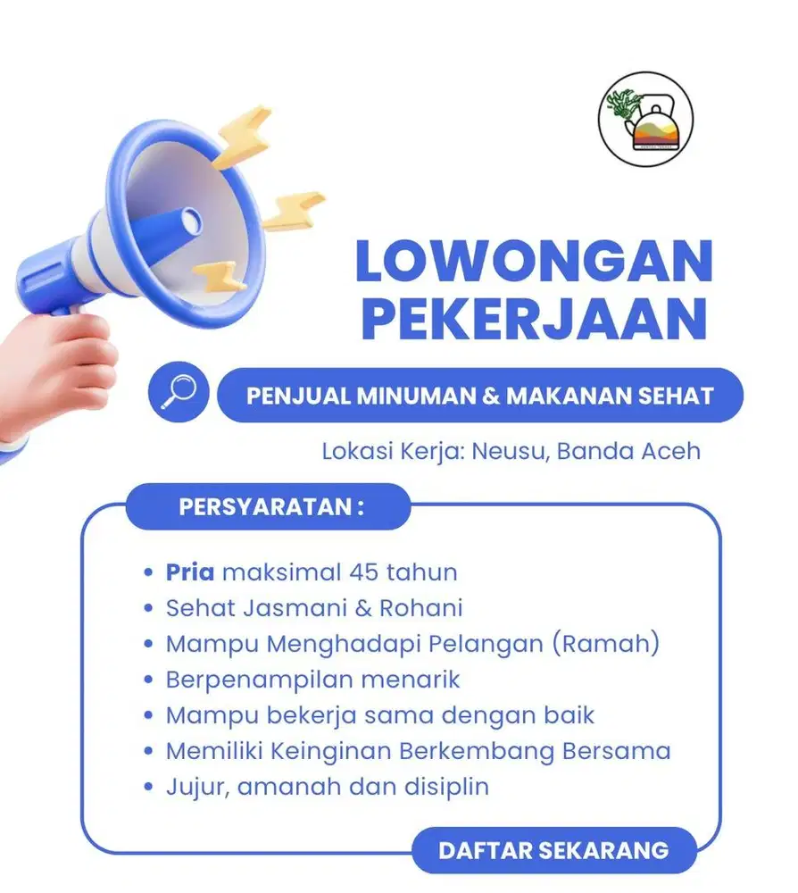 LOWONGAN KERJA PENJUAL MINUMAN SEHAT