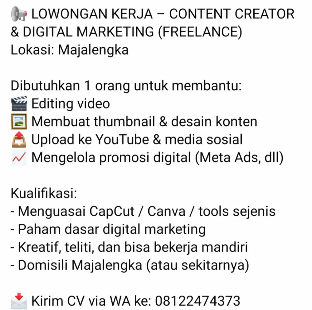 EDITOR DAN DIGITAL MARKETING