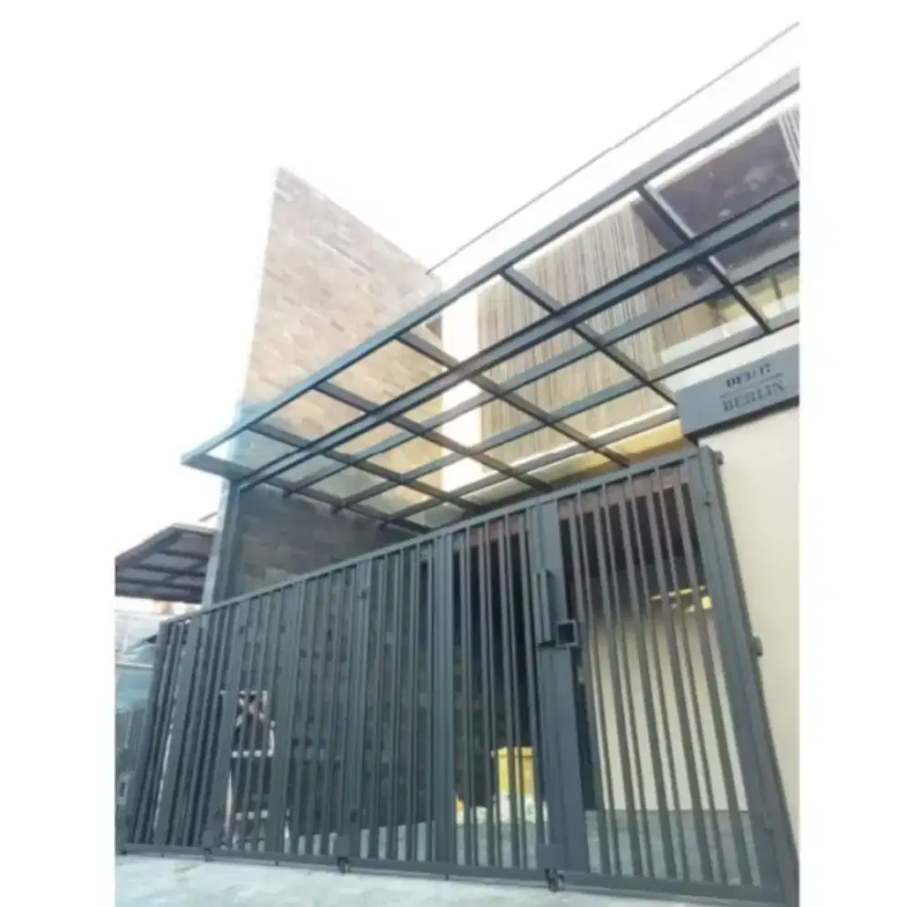 Kanopi Besi holo galpanis atap kaca 8 mili