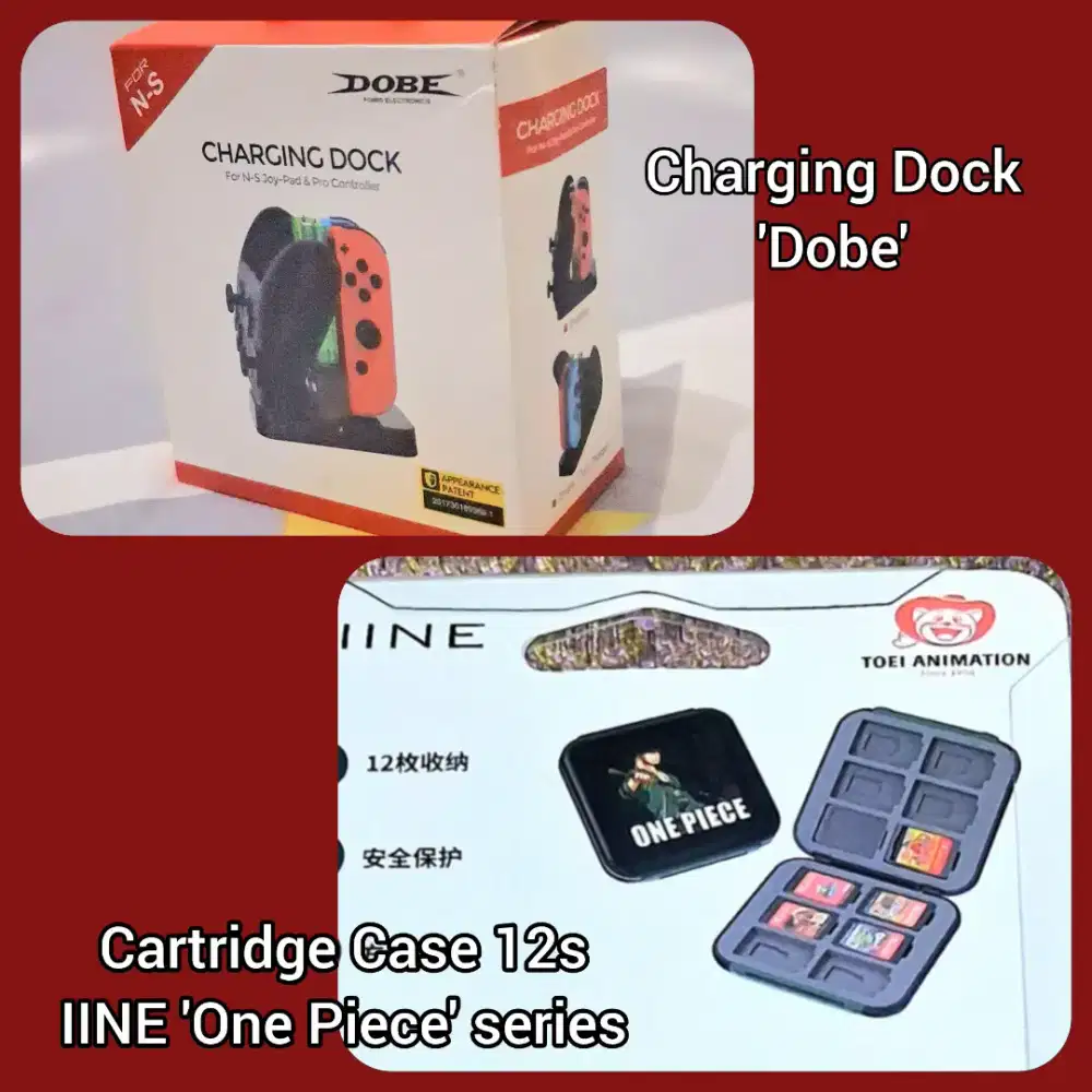 [Preloved] Nintendo Switch accr: Dobe Charging Dock + IINE Case 12's