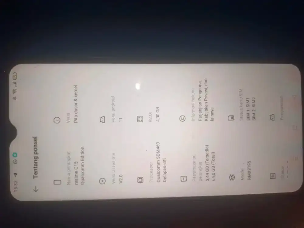 Hp relme c 15 bekas batangan