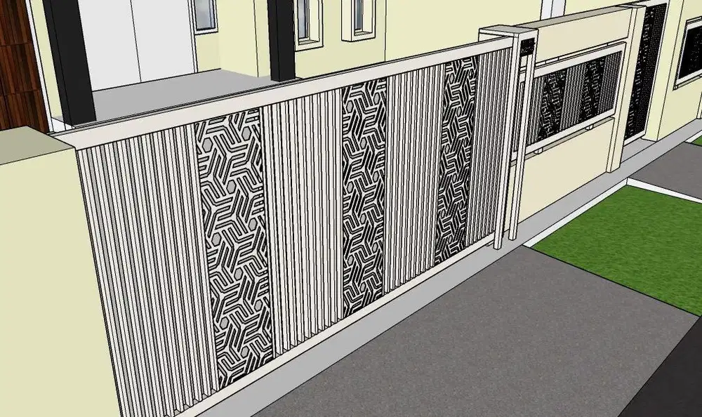 Desain gambar pagar plat cuting laser