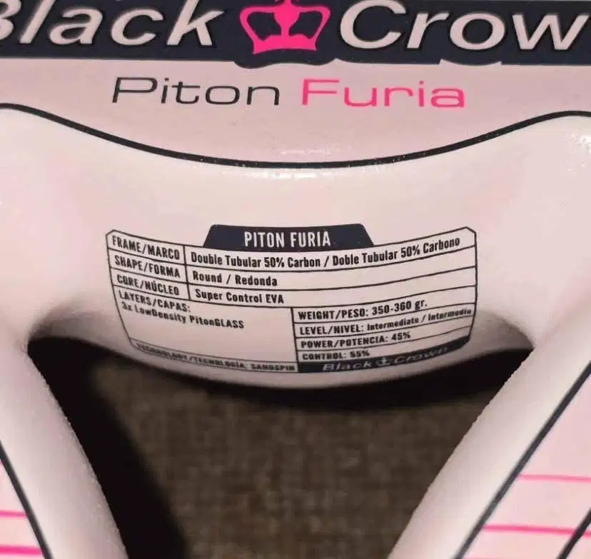 Raket padel black crown piton furia