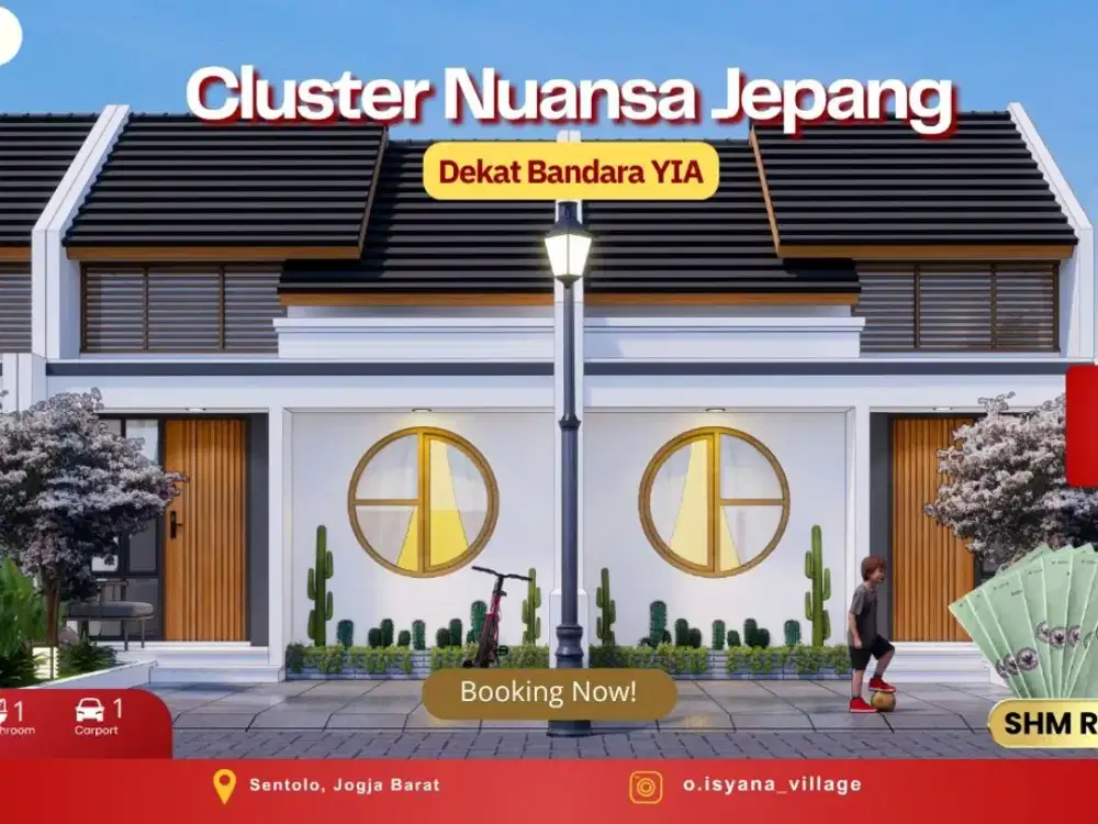 Rumah Japanis Jogja Barat 400m ke Smpn 2 Sentolo Modern