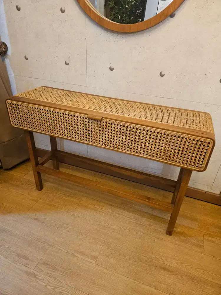 Meja Console Jati Rotan