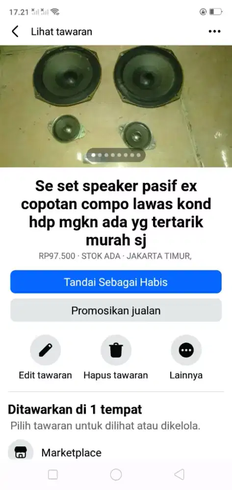 Se set speaker pasif ex copotan compo lawas Sony kond hdp hrg murah sj