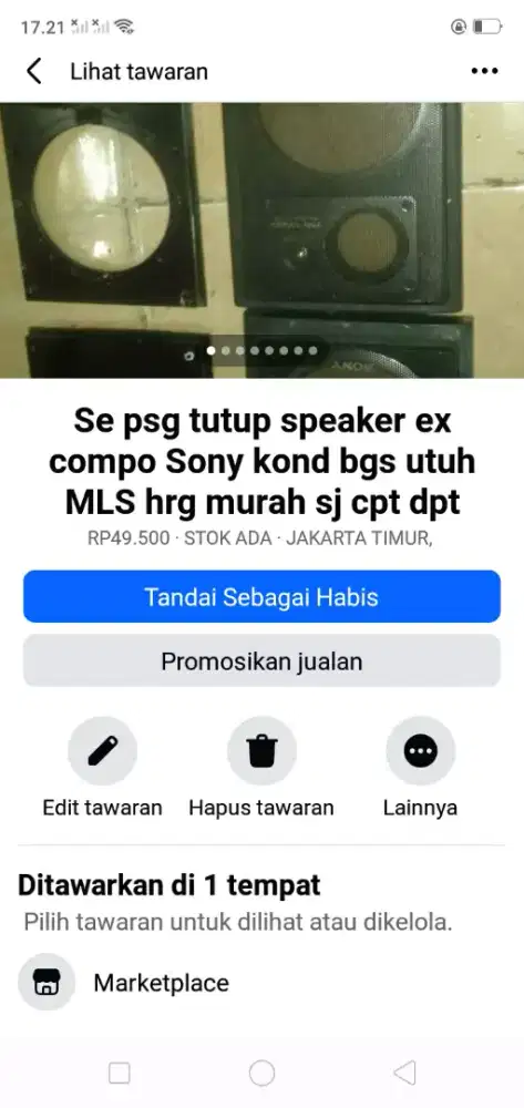 Se psg tutup speaker ex compo Sony kond mls SKL mgkn ada yg perlu kali