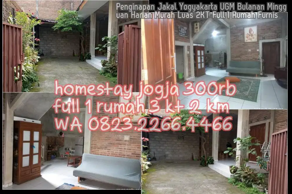 Penginapan Jakal Yogyakarta UGM Bulanan Mingguan Harian Murah Luas 2KT