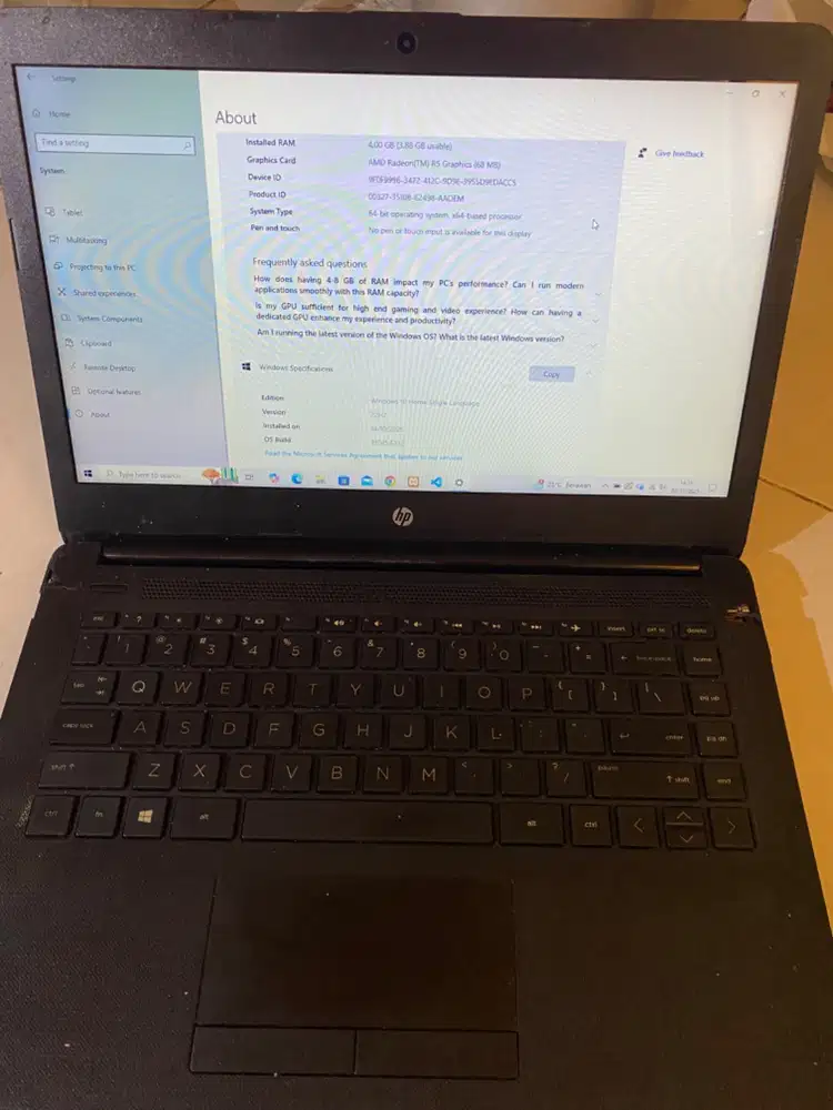 Laptop hp 14-cm00xx bekas minusan