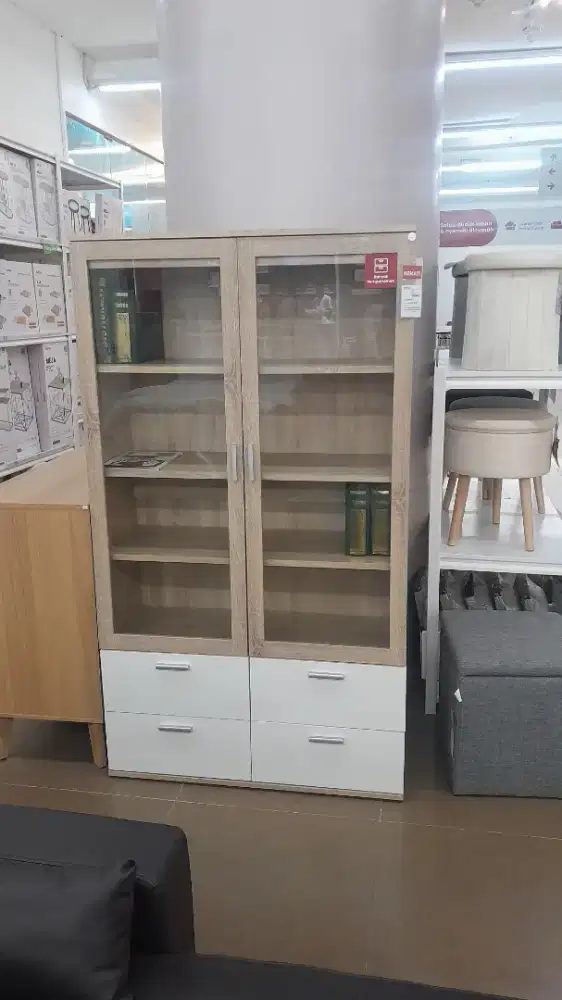 THYME BOOKCASE 2 DOO RS+4 DRAWER OAK (U/2