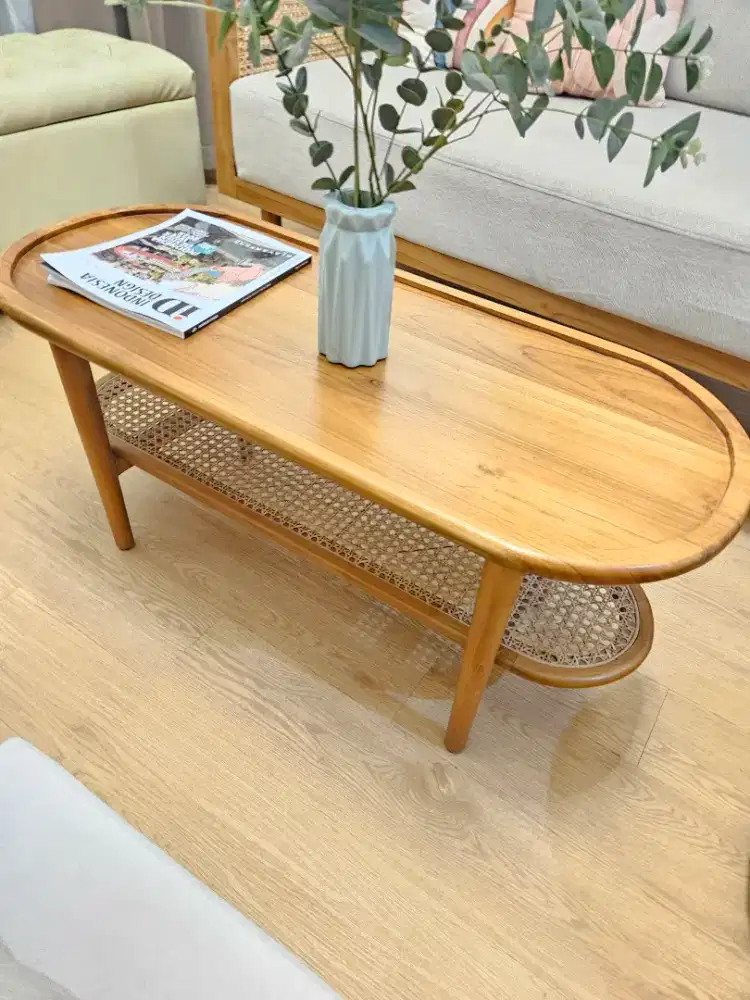 Meja Jati Rotan Bevel