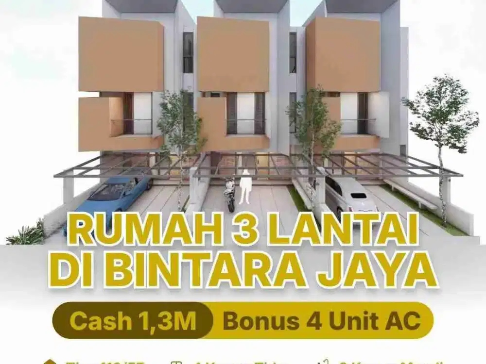 Rumah 3 Lantai Cluster di Bintara Jaya Akses 2 Mobil