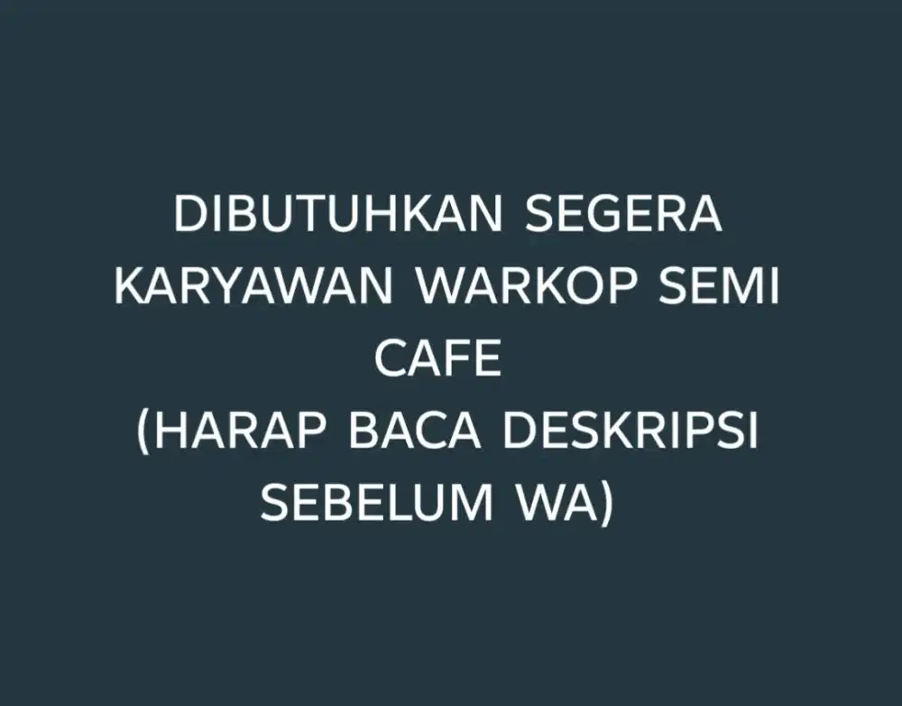 LOWONGAN KERJA WARKOP