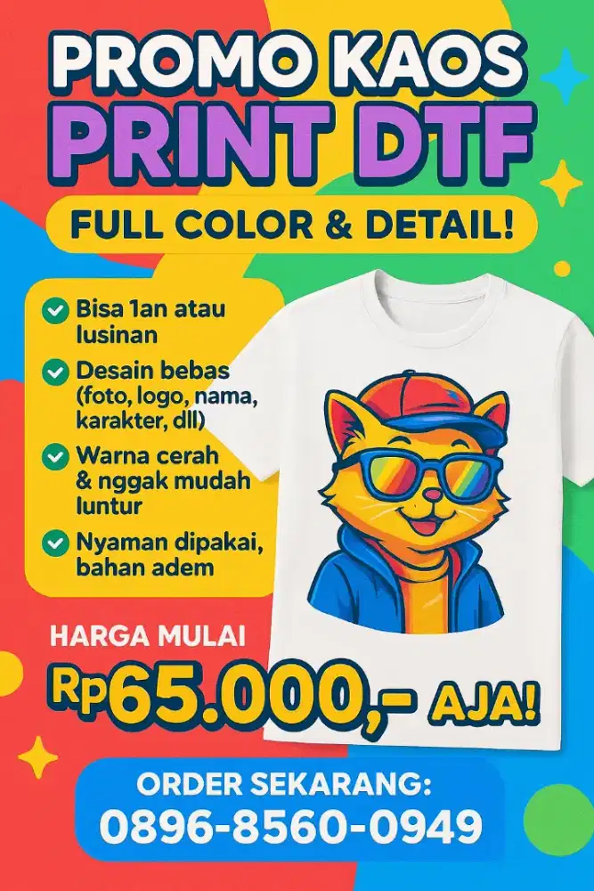 Kaos custom sablon DTF