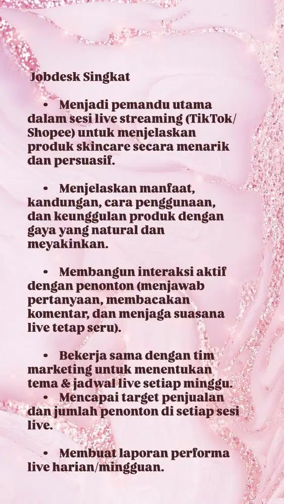 HOST LIVE SHOPEE TIKTOK SKINCARE