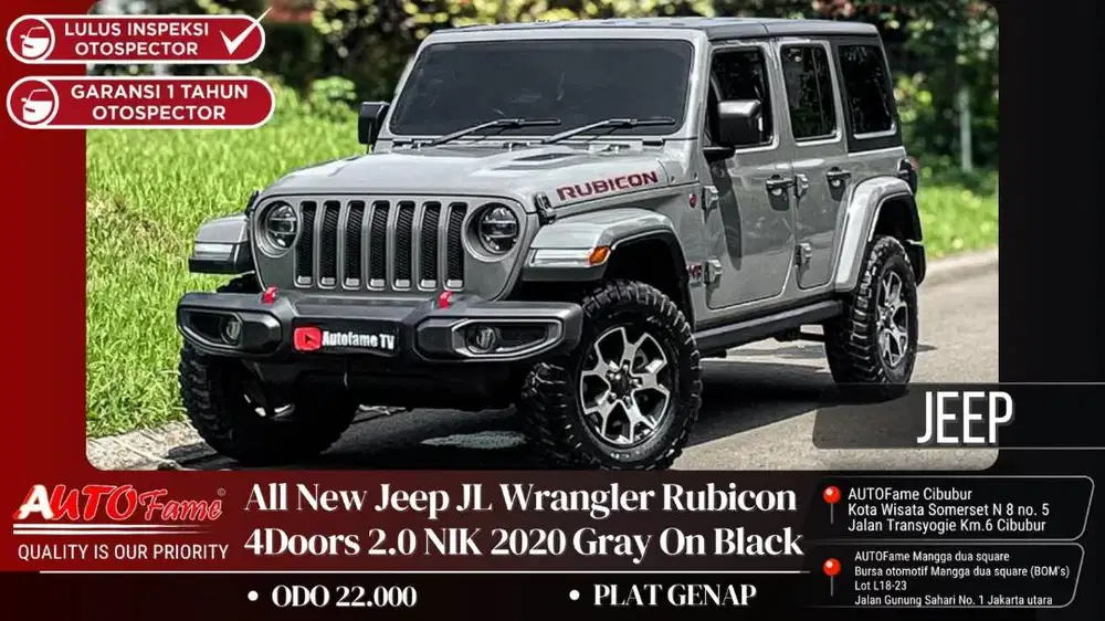 All New Jeep JL Wrangler Rubicon 4Doors 2.0 NIK 2020 Gray On Black