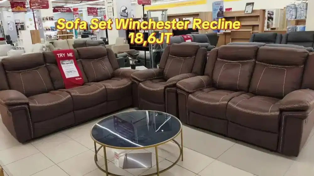 Sofa recliner set + meja
