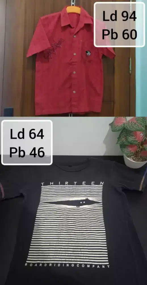 2pcs baju merah dan hitam kosongkan lemari