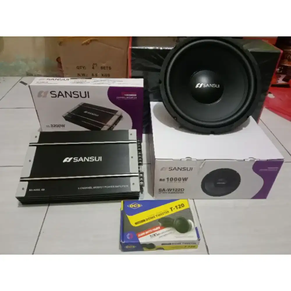 Ples pasang | paket audio mobil merk sansui