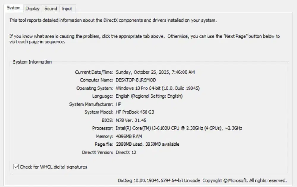 Laptop HP ProBook 450 G3