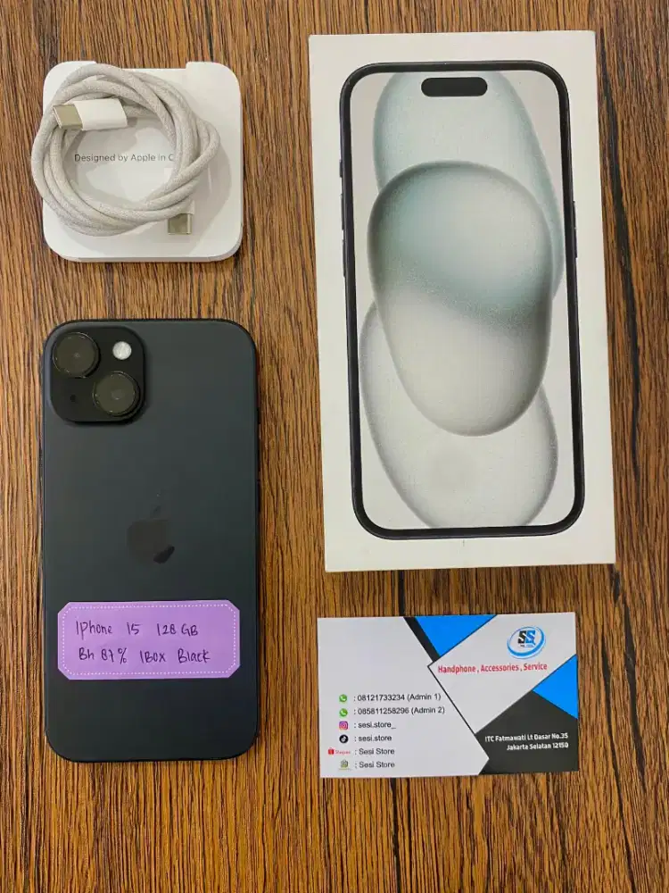Iphone 15 128gb black second mulus jual cepet !!