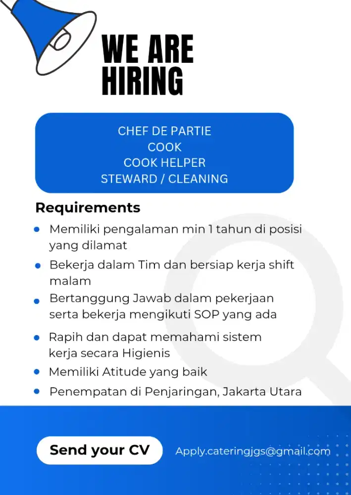 Dicari Pekerja untuk catering