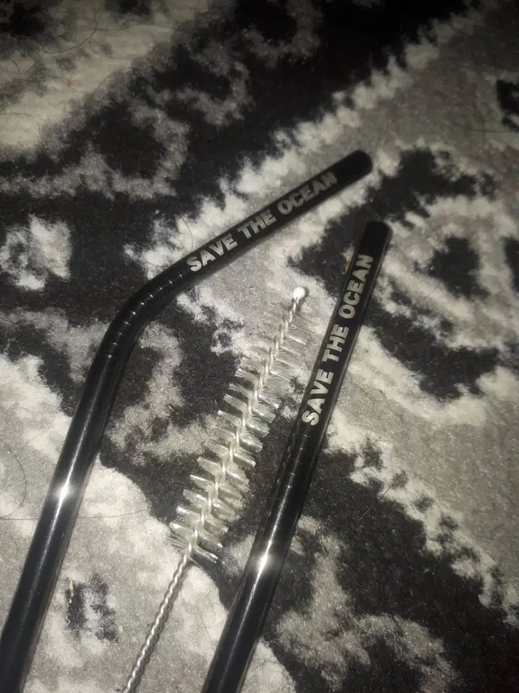 Sedotan Stainless Steel Hitam Save The Ocean