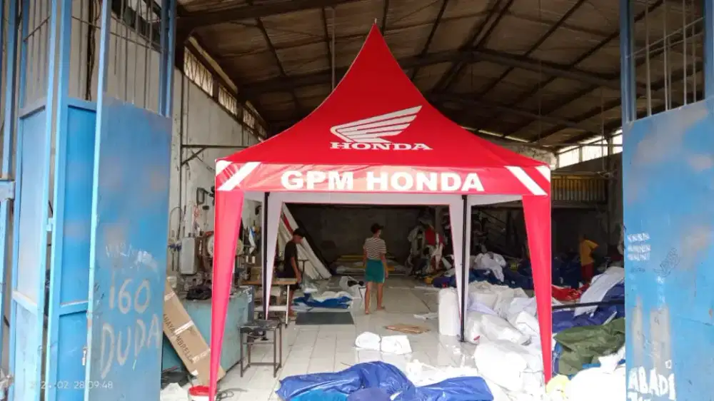 Tenda kerucut 2x2,3x3,4x4meter pakai logo ready Palembang