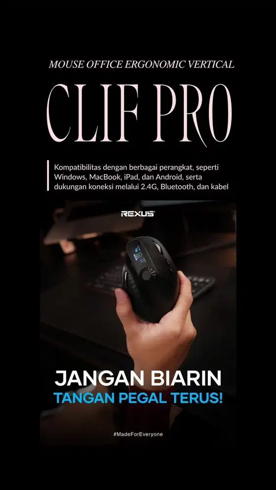 Rexus mouse vertikal wireless clif Pro