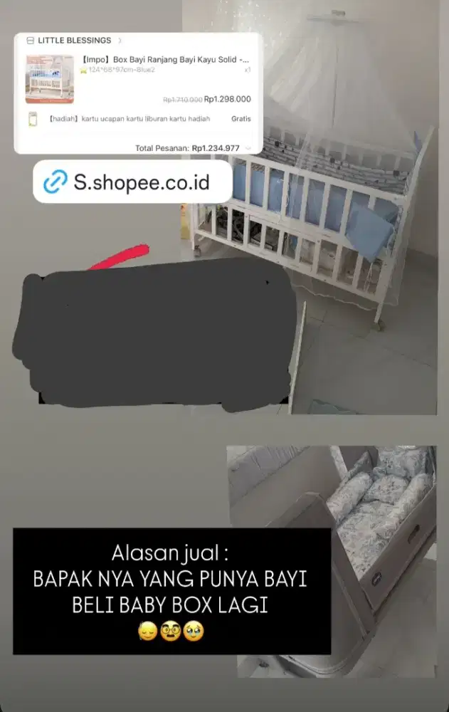Ranjang bayi kayu solid