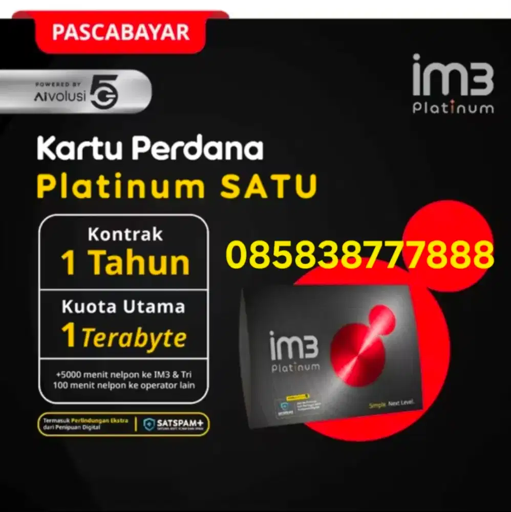 Nomor Cantik Indosat kuota 1 Tera 1 Tahun