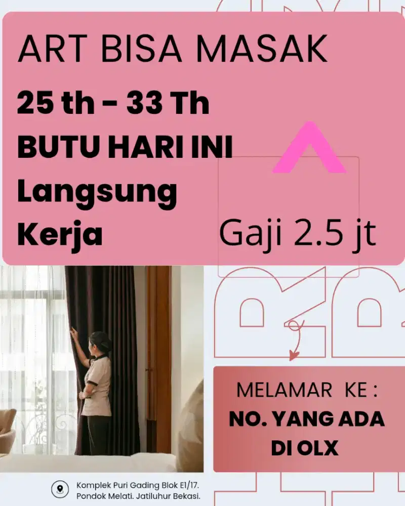 Butuh hari ini ART untum di jakarta selatan