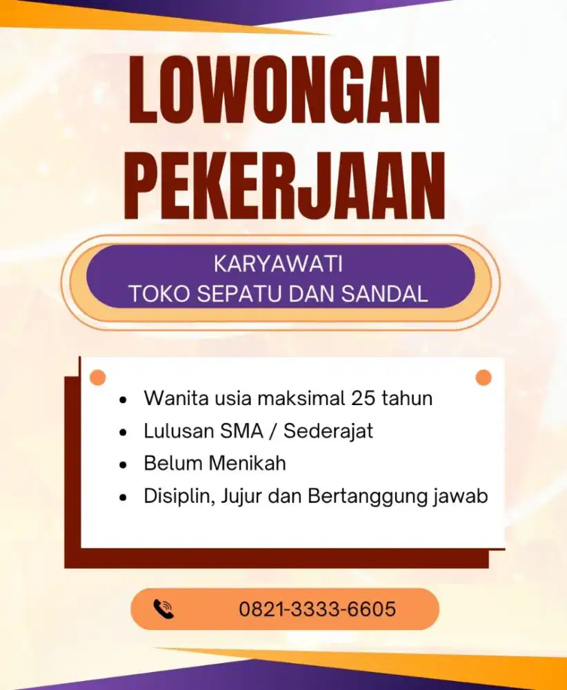 Lowongan Kerja Toko Sepatu dan Sendal