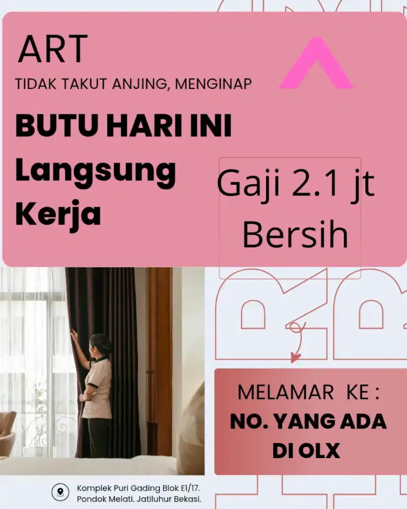 Butuh cepat ART tidak takut anjing / sayang anjing di Jakbar