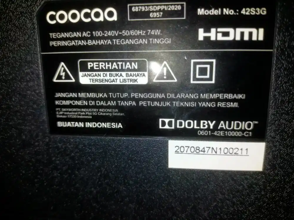 Jual TV LED Coocaa 42 Inch Full HD Dolby Audio – Kondisi MATI LAYAR