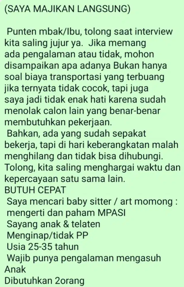 Loker babysitter