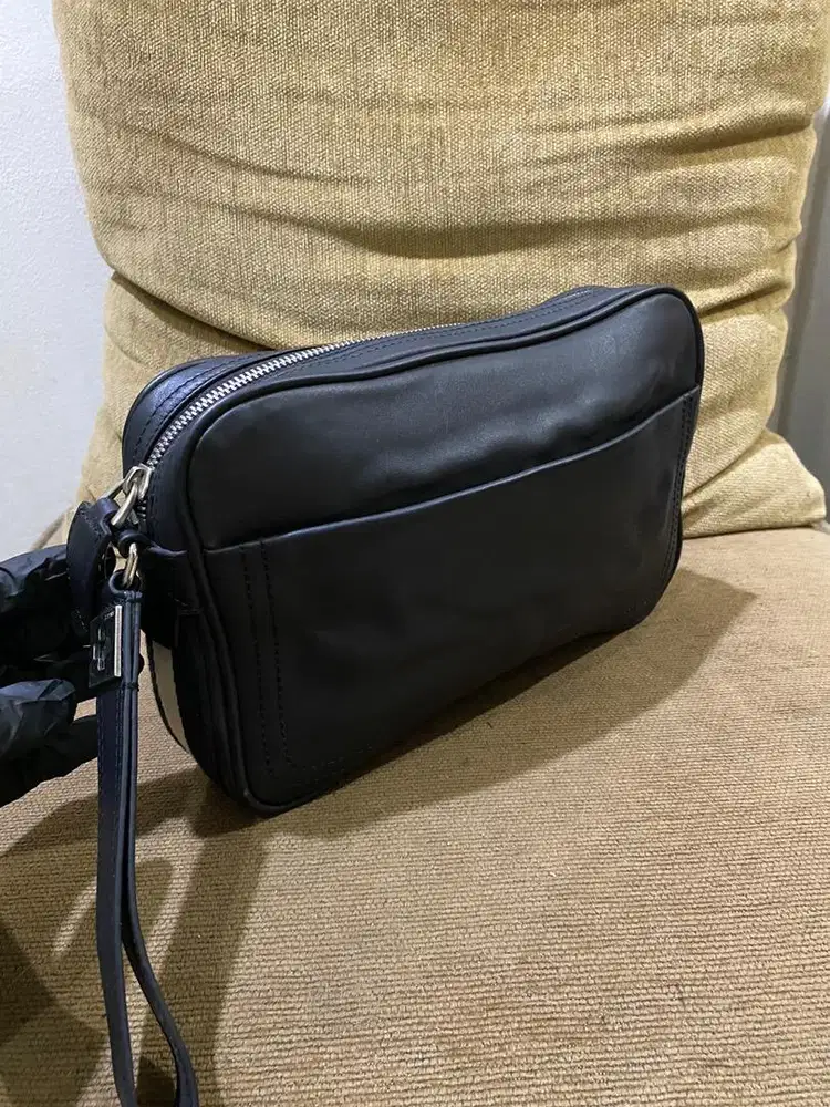 Handbag pouch pria BALLy black dove leather keren