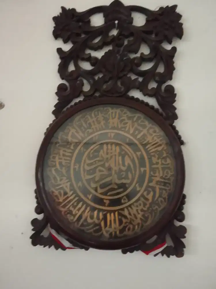 Pajangan kaligrafi kayu jati asli ex jam dinding pajangan