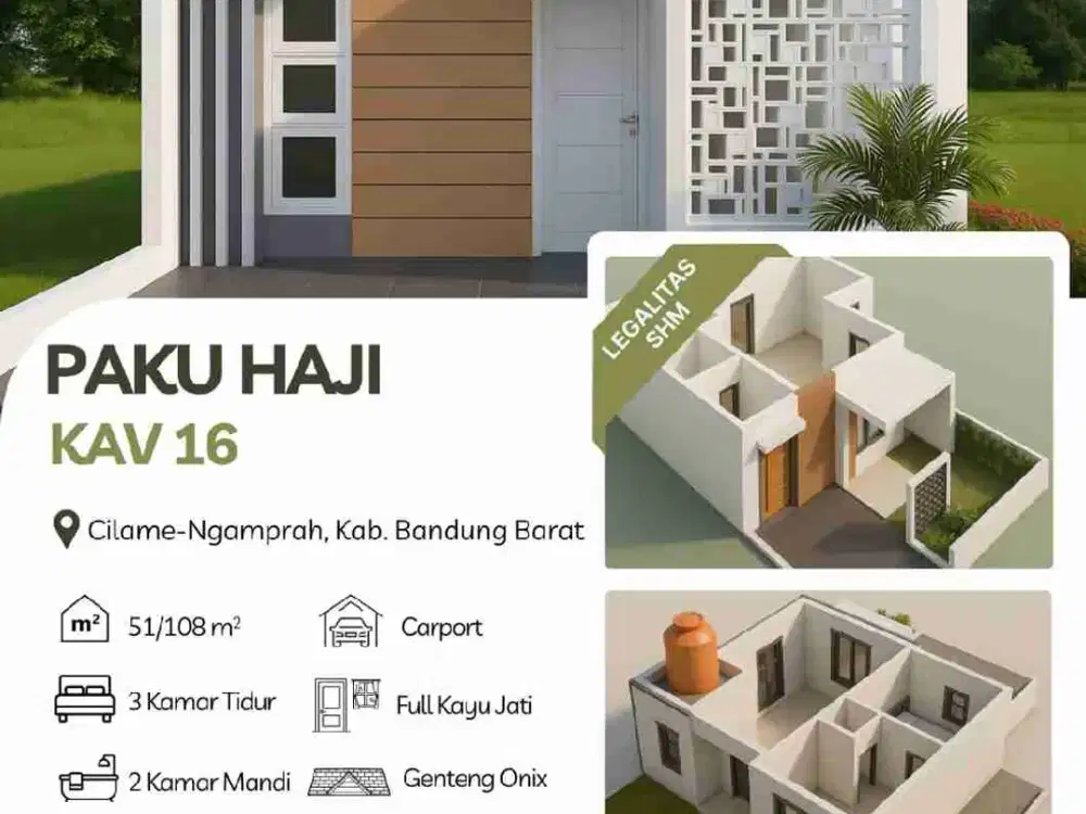 Jual Rumah  3 kamar tidur Cimhi paku Haji Bandung Barat