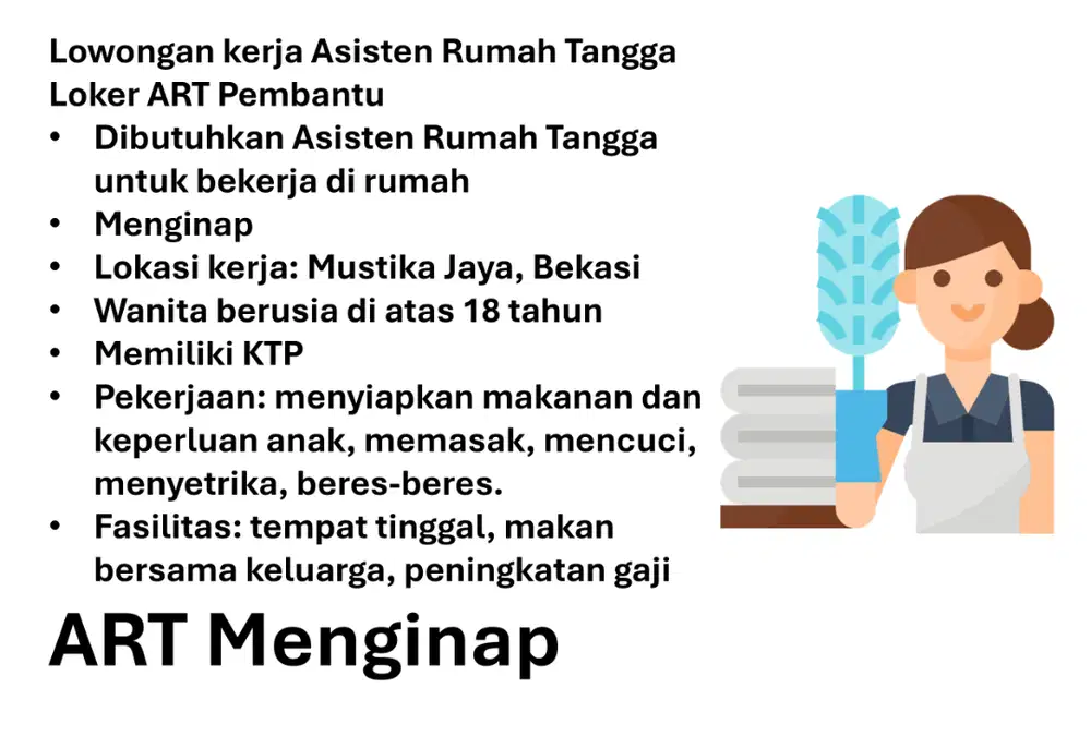 Lowongan Kerja ART Menginap Loker Pembantu Menginap