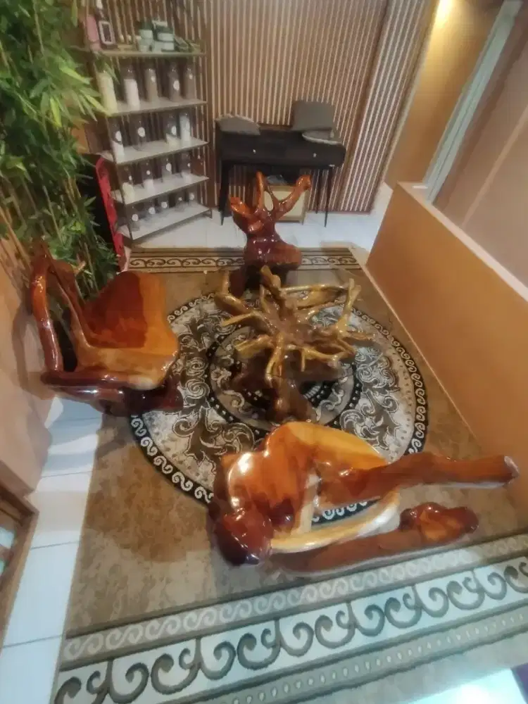 Meja Bangku Akar jati