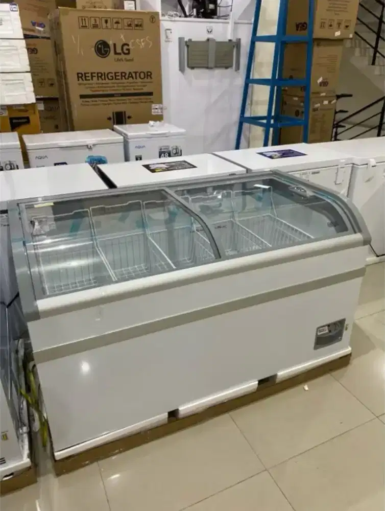 Frezer kaca gea 500liter sliding curve